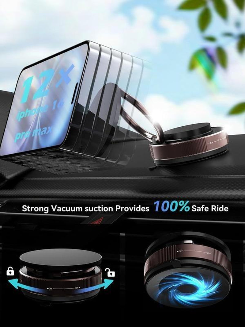 360° Adjustable Vacuum Magnetic Phone Holder, Suction Cup Phone Mount for Magsafe, Portable Cell Phone Holder for Car,Makeup/Gym/Mirror, Fit for All Iphone Iphone 11 and Above