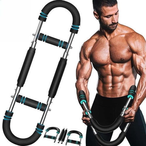 Men’S Arm Trainer, Adjustable Chest & Arm Strength Workout Bar, Portable Resistance Power Twister for Home Gym Training